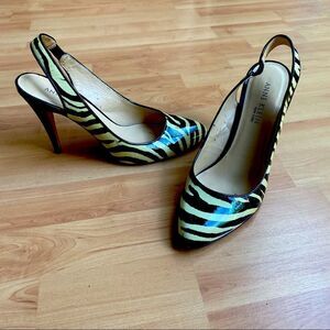 Ann Klein Zebra Sling Back 4” Heels Sz 9 Pumps